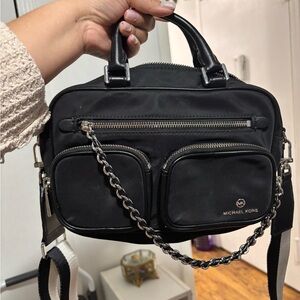 Michael Kors Black Crossbody Bag with Silver Chain